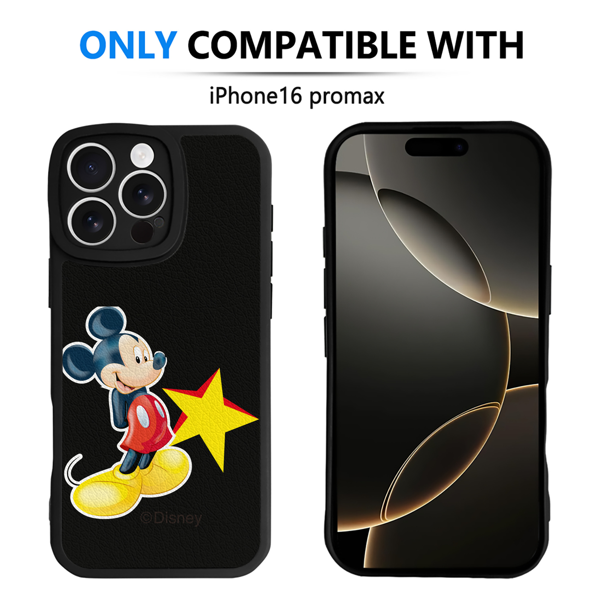 （画像用） ミッキーマウス Mickey Mouse 【iPhone 16シリーズ対応】シリコンスマホケース（レザー調） 材質：シリコン